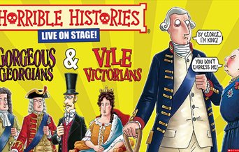 Poster cartoon for Horrible Histories: Gorgeous Georgians and Vile Victorians!