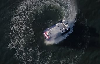 A hovercraft performing a 360 degree turn in the Solent
