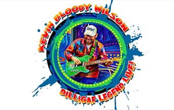 Logo for Kevin Bloody Wilson DiLLiGAF Legend Live with a picture of Kevin in the middle.