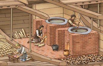Illustration of a cook aboard the Mary Rose