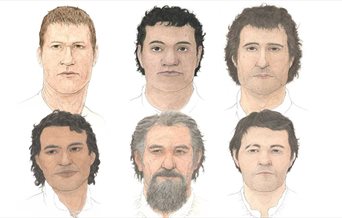 Illustrations of faces of men who would have served aboard the Mary Rose