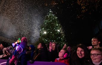 People gathered to watch the Christmas lights switch on party at Portsmouth's Commercial Road