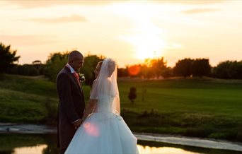 Sunset wedding at Cams Hall Estate Golf Club