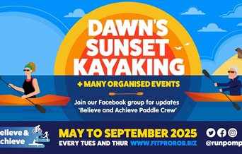 Poster illustration for Dawn's Sunset Kayaking by Believe and Achieve
