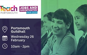 Poster for the Teach Portsmouth Jobs and Opportunities Fair 2025