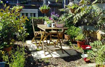 Outdoor seating at the Waterfront Garden Centre