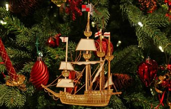 A Tudor decoration on a Christmas tree