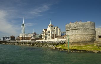 Image of the Round Tower from the water