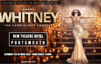 Poster for Whitney the candlelight concert featuring a Whitney tribute act and lots of candles.