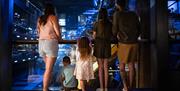 A group of people at the Mary Rose museum looking at the ship