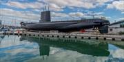 The exterior of HMS Alliance at The Royal Navy Submarine Museum