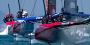 A tight SailGP race as three teams jostle