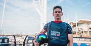 Team GB's Dylan Fletcher with the Spinnaker Tower in the background