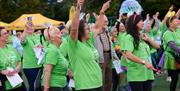 The fun warm up taking place ahead of the Shining Stars Walk start
