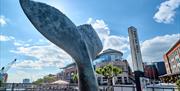 The whale tail sculpture on display at Gunwharf Quays