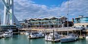 The restaurants overlooking Gunwharf Quays harbour