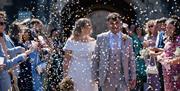 Newlyweds Kathryn and Aaron at Southsea Castle
