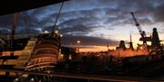 View of HMS Victory from Mary Rose Balcony