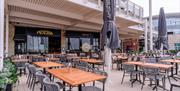 Outdoor dining at Pizza Express Gunwharf Quays