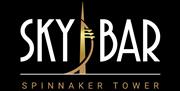 Logo for Spinnaker Tower Sky Bar, featuring an icon of the tower in gold against a black background