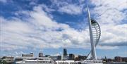 Looking back at Spinnaker Tower from the water