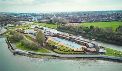 Hilsea Lido from the air