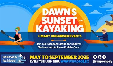 Poster illustration for Dawn's Sunset Kayaking by Believe and Achieve