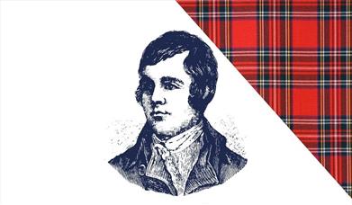 Illustration of Robert Burns and tartan for the dinner event at Royal Maritime Hotel