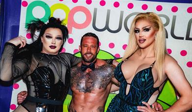 Performers at the Bougie Drag Bottomless Brunch in Popworld Portsmouth
