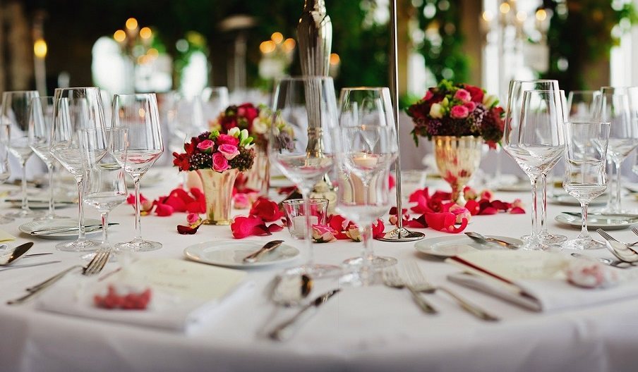 Stock image of a table set for a dinner dance