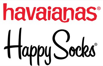 Composite of the Havaianas and Happy Socks logos