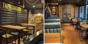 A composite of two images showing the interior of Tap & Tandoor in Gunwharf Quays