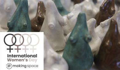 Photograph showing a series of clay goddesses like those which can be made at the International Women's Day @ Making Space event