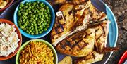 Plain whole chicken with rice and peas