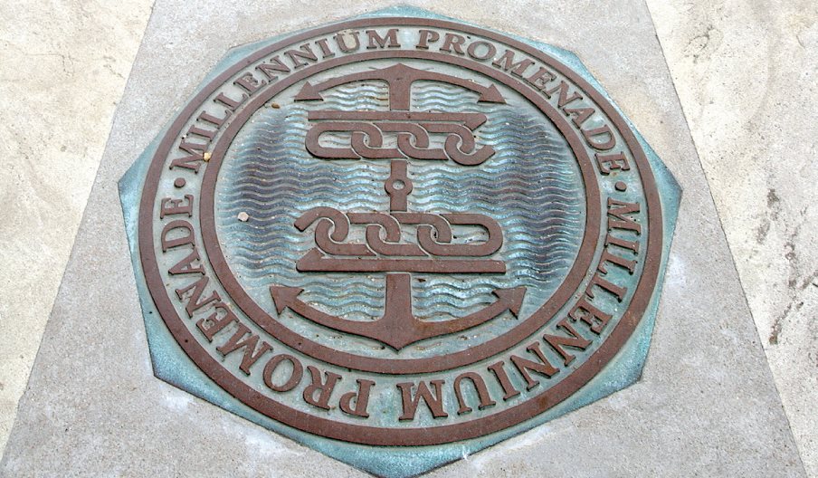 A view of a guide marker along the Millennium Promenade.