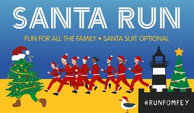 Poster image for the Santa Run featuring illustrated runners taking on the race.