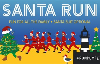 Poster image for the Santa Run featuring illustrated runners taking on the race.