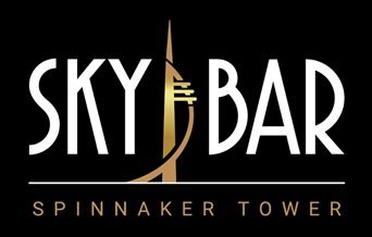 Logo for Spinnaker Tower Sky Bar, featuring an icon of the tower in gold against a black background