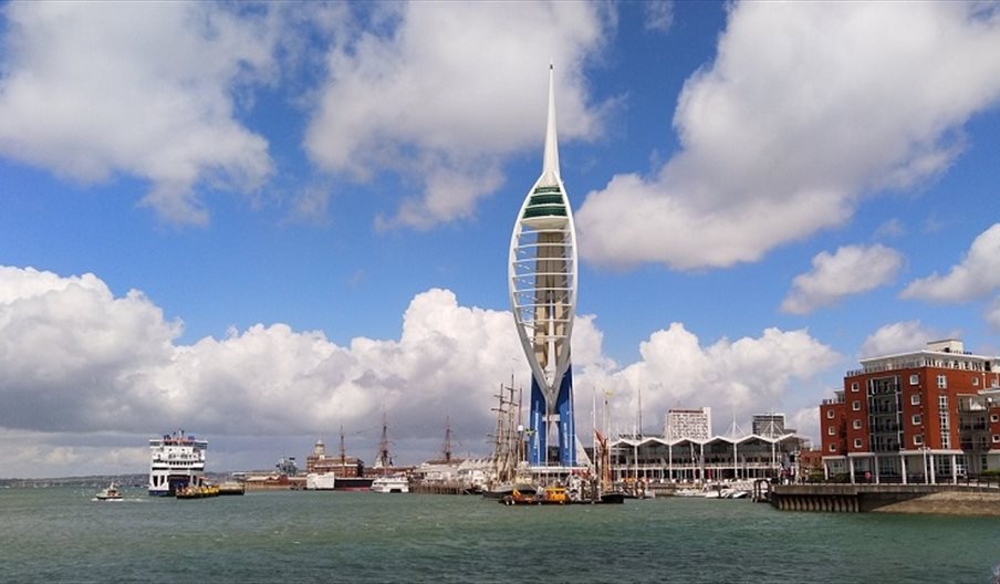 View of the Emirates Spinnaker Tower from Spice Island