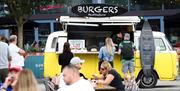 Vendor selling burgers at the British Street Food Awards in Gunwharf Quays