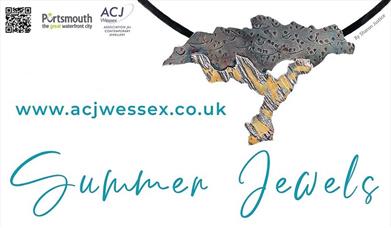 Poster for Summer Jewels event, featuring handmade jewellery by Sharon Justice
