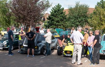 Group of car aficionados at a Port Solent Car Meet