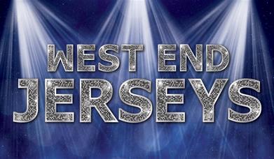 Poster for West End Jerseys Tribute Night, featuring the event name in sparkly writing