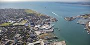Spinnaker Tower and its surrounds from the air