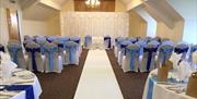 Room set up for weddings at Cams Hall Estate Golf Club