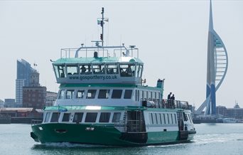 Gosport Ferry leaving Portsmouth Harbour with the Emirates Spinnaker Tower in the background