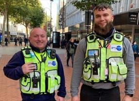 Reading Business Improvement District security wardens, standing on Broad Street, Reading