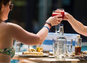 toasting at Thames Lido