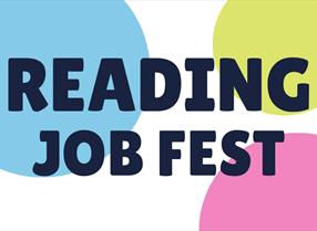 'Reading Job Fest' written over multicoloured polka dots