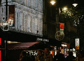 Christmas lights outside of John Lewis store